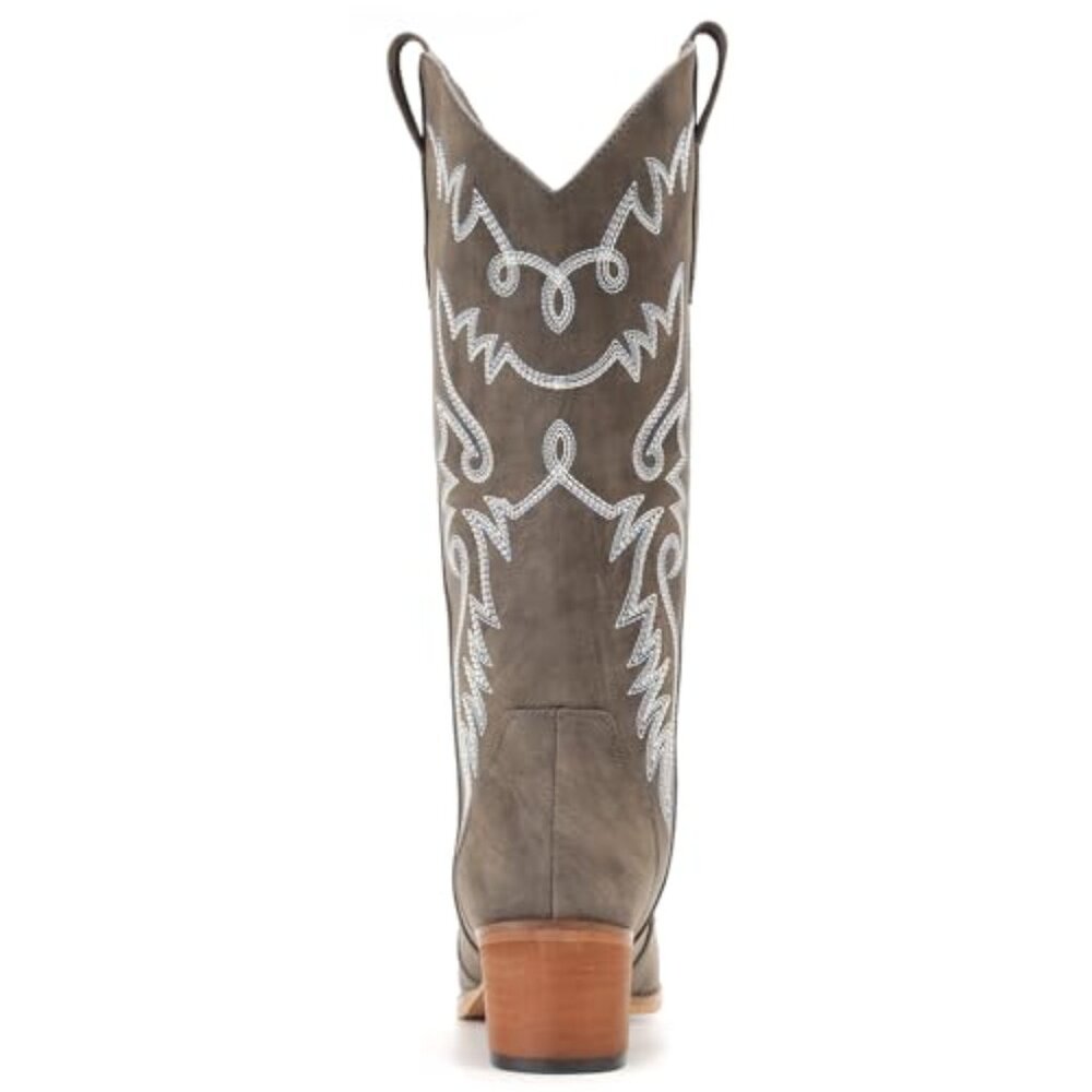 Women's Pointy Toe Mid Calf Western Cowgirl Boots with 2-Inch Heel - Picture 4 of 7